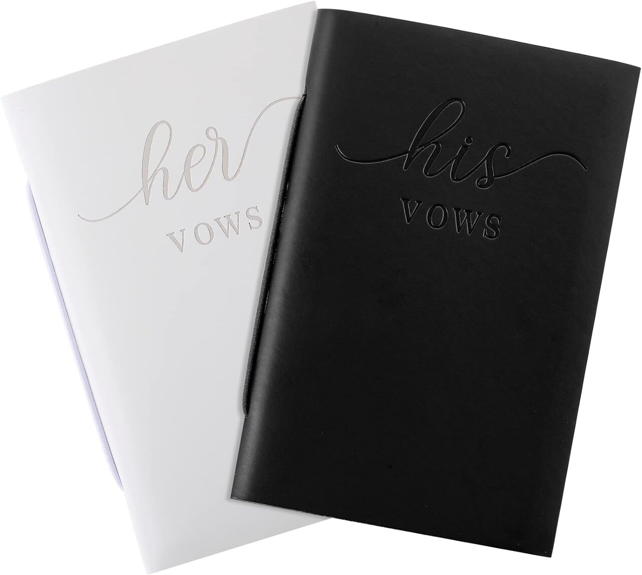 2 Pcs Wedding Vow Journals His and Hers Vow Journals for Wedding Vows Journal Wedding Day Officiant Journals 5.9 x 3.9 Inch, Bridal Shower Gifts, Wedding Keepsake, 50 Pages/Pcs (White, Black)